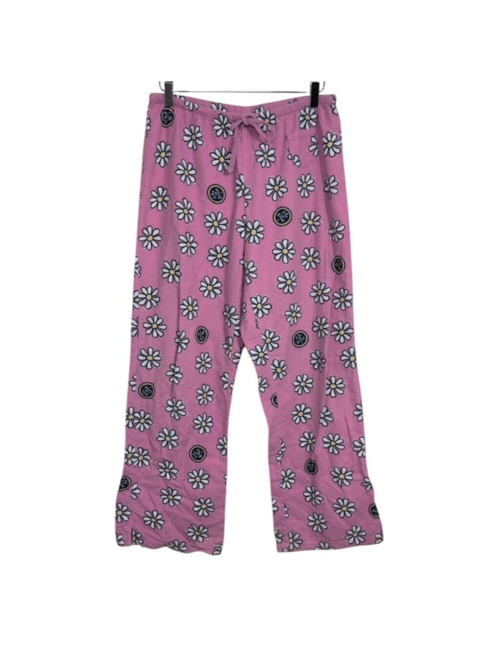 Life is Good Flannel Pajama Pants Womens Size Large Pink Floral Daisy Sleepwear
